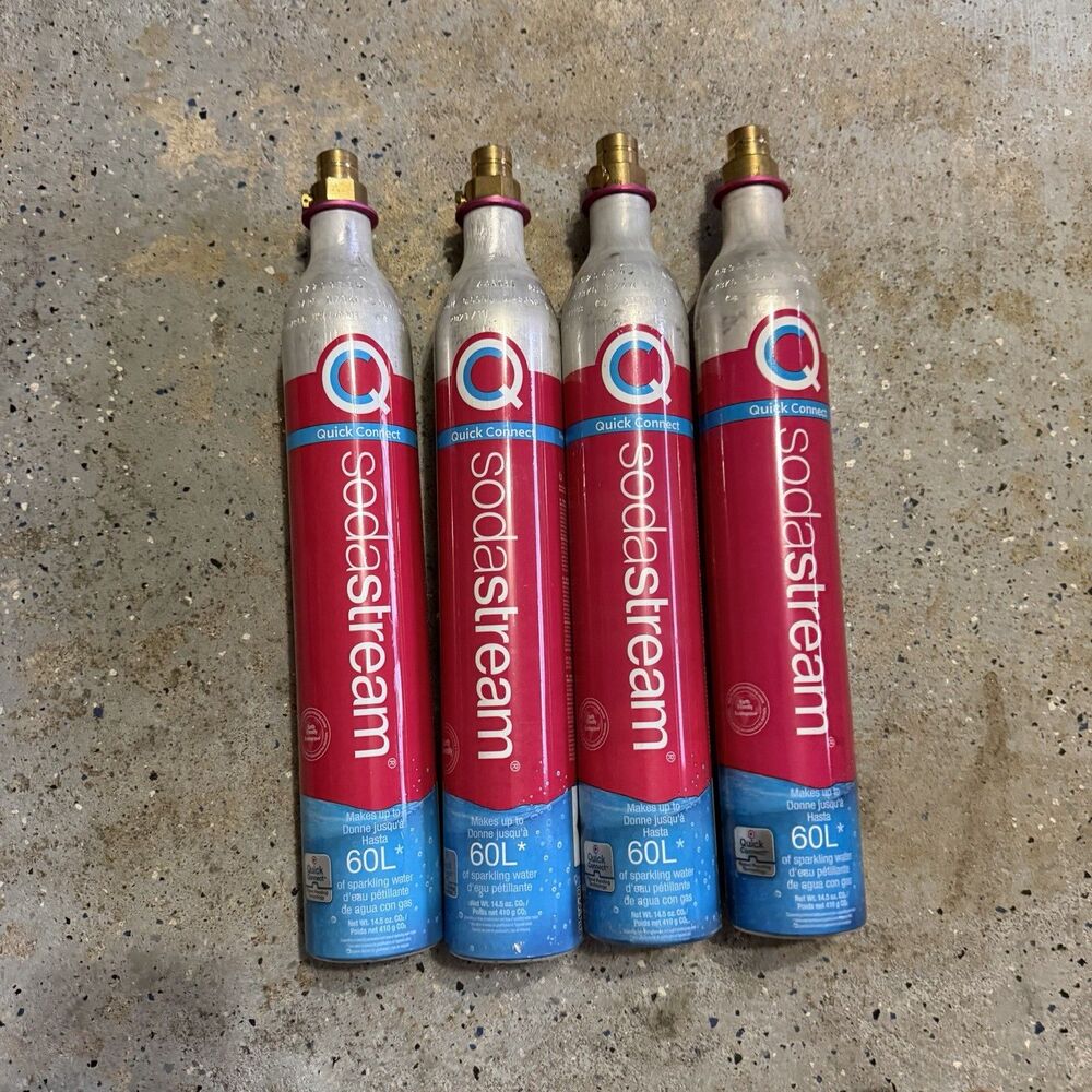 SodaStream Soda Stream CO2 Cylinders 60L Quick Connect Pink Lot of 4 Used Empty